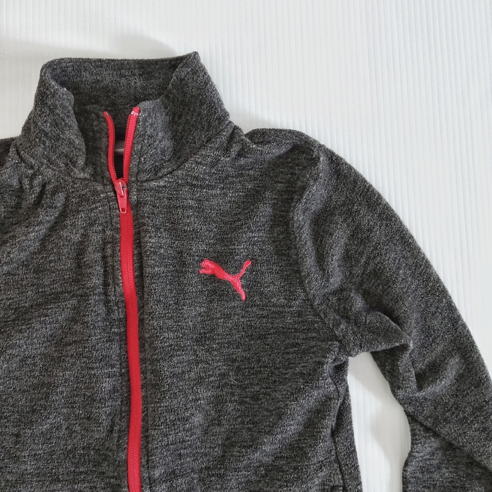 Puma Zip Up Fleece High Neck Sweater Grey M - Picture 2 of 5